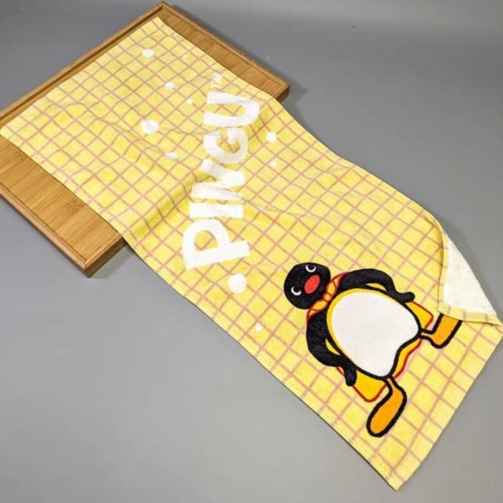 Yellow Pingu Towel, 100% Cotton, New no Tag, Pingu with Cape, 34x74cm in size